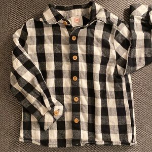Wonder Nation Black and Plaid Flannel Toddler Boys Top